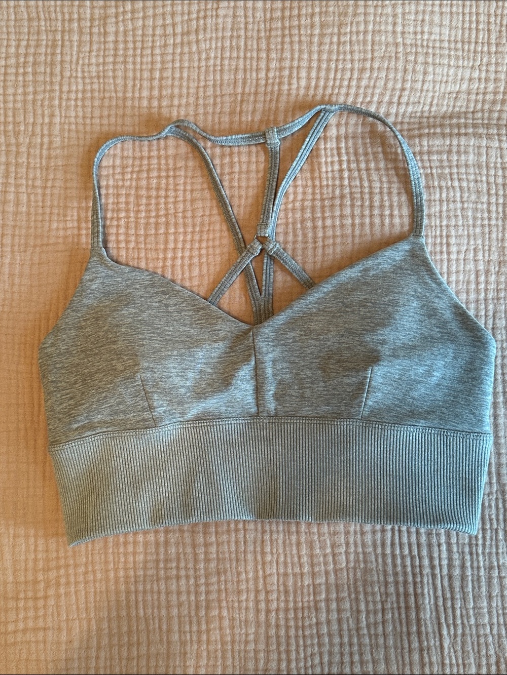 ALO Size S Light Heather Grey Strappy Bra